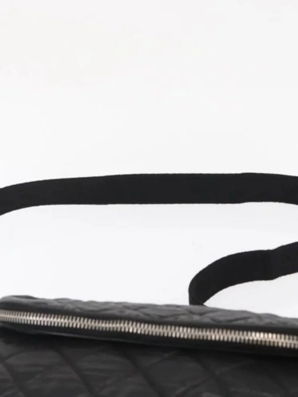 CHANEL Matelasse Shoulder Bag Nylon Black Silver CC Auth bs32463